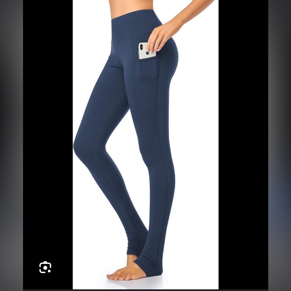 NWOT- Firstway- Ankle Scrunch Leggings w/ Pockets- Sz L- Navy Blue